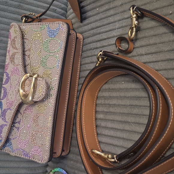 Coach Crystal Rainbow Signature Tabby Shoulder/Crossbody Bag - Picture 8 of 16